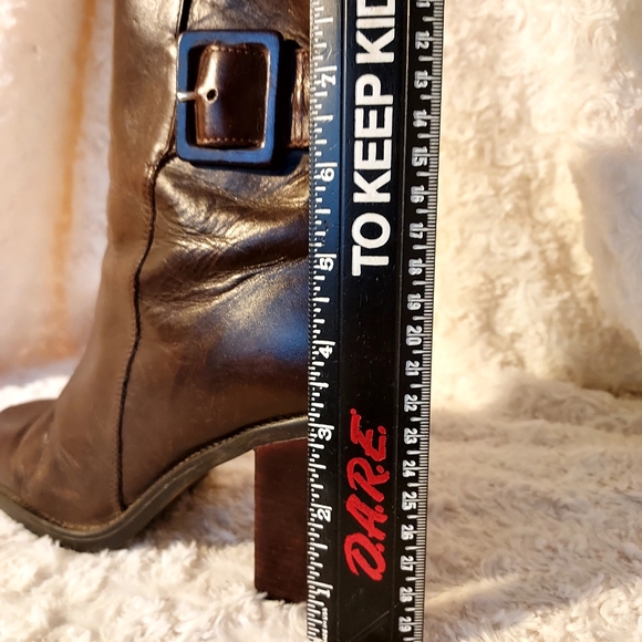 Hillard & Hanson Trudy Brown Leather Chunky Block Heel Ankle Boots 6.5 Classic - Picture 9 of 9